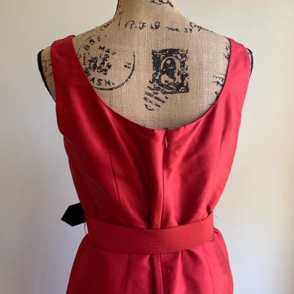 Talbots red silk belted dress 10 - Picture 6 of 11